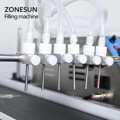 ZONESUN ZS-DTPP6B Desktop 6 Heads Peristaltic Pump Liquid Filling Machine With Conveyor