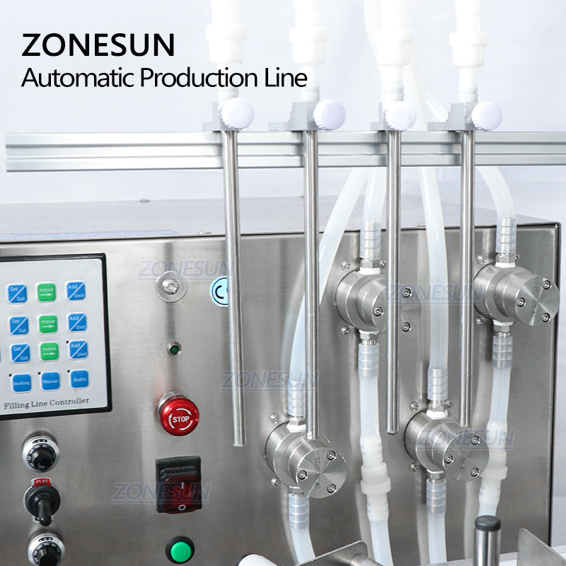 ZONESUN ZS-FAL180S Tabletop 4 Diving Heads Liquid Filling Capping Sealing Production Line