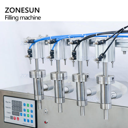 ZONESUN ZS-DTPP4E Máquina neumática de llenado de líquidos con bomba peristáltica de 4 boquillas 