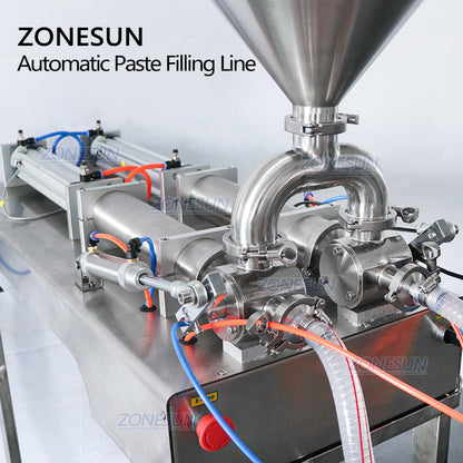 ZONESUN ZS-FAL180R9 Full Automatic 2 Heads Paste Round Bottle Filling Capping Labeling Machine