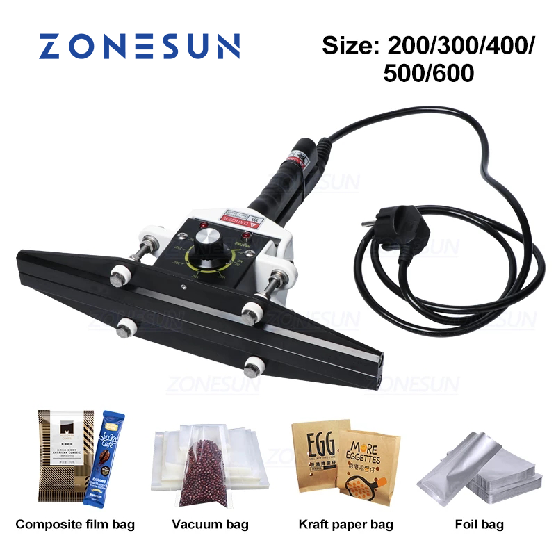 ZONESUN 200/300/400mm Handheld Direct-heat Sealing Machine