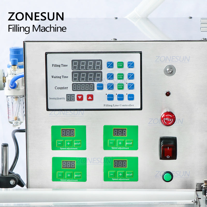 ZONESUN ZS-DTPP4D Desktop 4 Diving Nozzles Peristaltic Pump Liquid Filling Machine