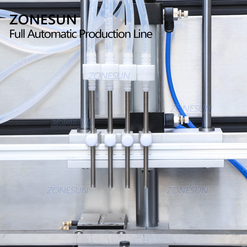 ZONESUN 4 Heads Liquid Filling Capping And Round Bottle Labeling Machine With Inkjet Printing Machine