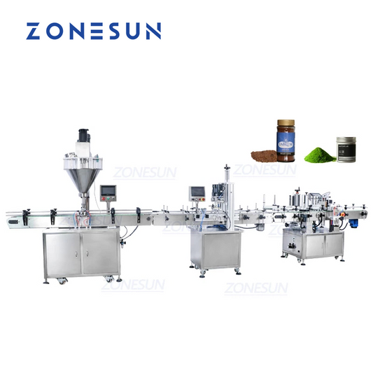 ZONESUN Powder Filling Capping Round And Bottle Labeling Machine