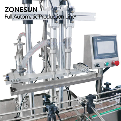 ZONESUN ZS-FAL180R4 Piston Liquid Filling Capping Labeling Machine With U Shape Conveyor Belt