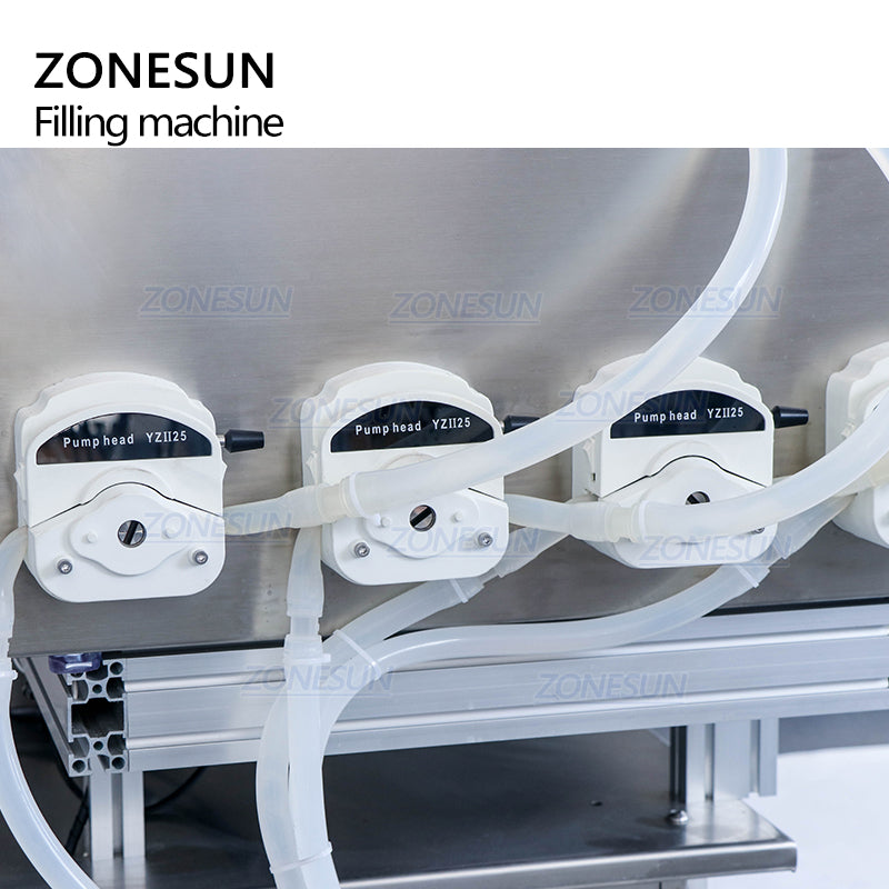 ZONESUN ZS-DTPP4E Máquina neumática de llenado de líquidos con bomba peristáltica de 4 boquillas 