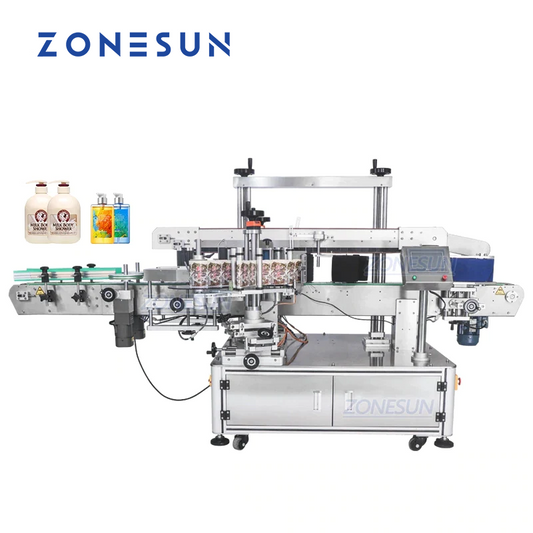 ZONESUN ZS-TB963 Double Side Round Square Bottle Labeling Machine For Normal Transparent Label