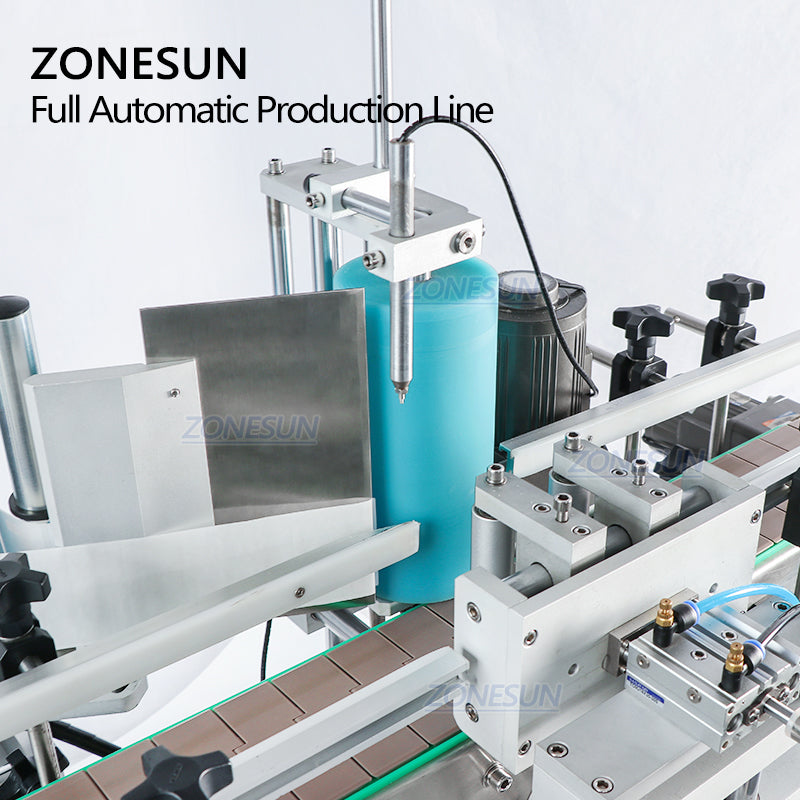 ZONESUN Tabletop 4 Boquillas Bomba peristáltica Máquina de etiquetado, llenado y tapado con descifrador de botellas