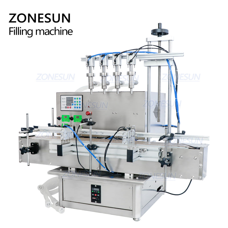 ZONESUN ZS-DTPP4E Máquina neumática de llenado de líquidos con bomba peristáltica de 4 boquillas 