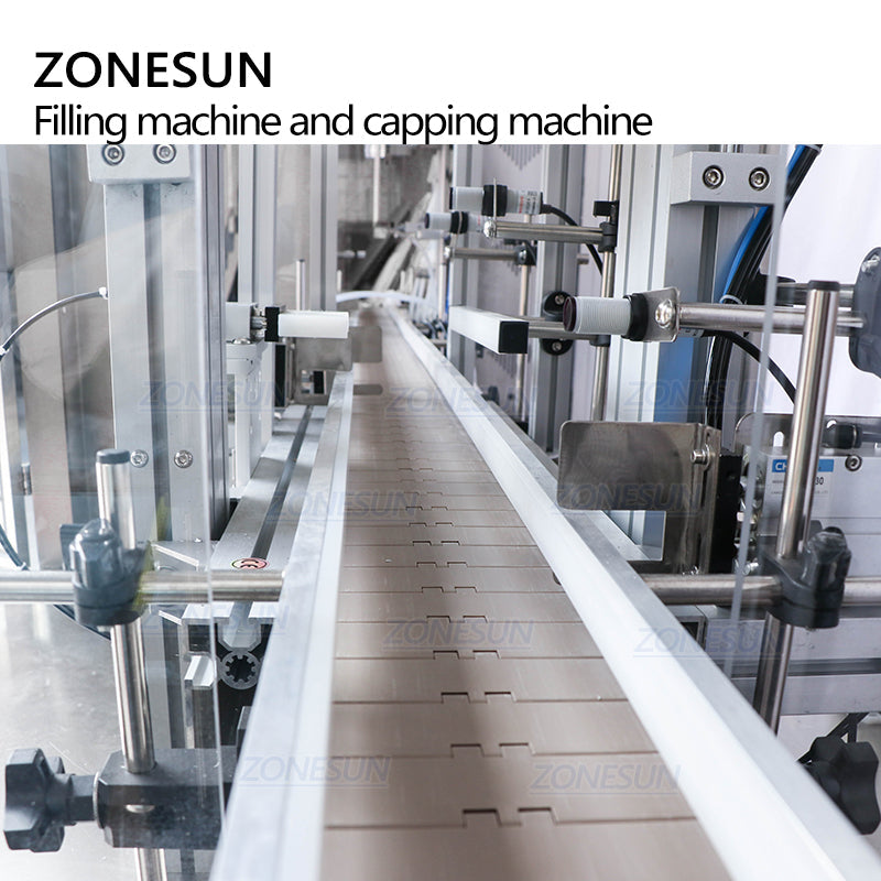 ZONESUN Máquina tapadora de presión de corcho y llenado de líquidos de 6 cabezales con cubierta antipolvo