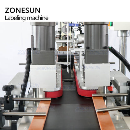 ZONESUN ZS-TB113B Máquina automática de etiquetado superior e inferior de superficie de botella plana de doble cara