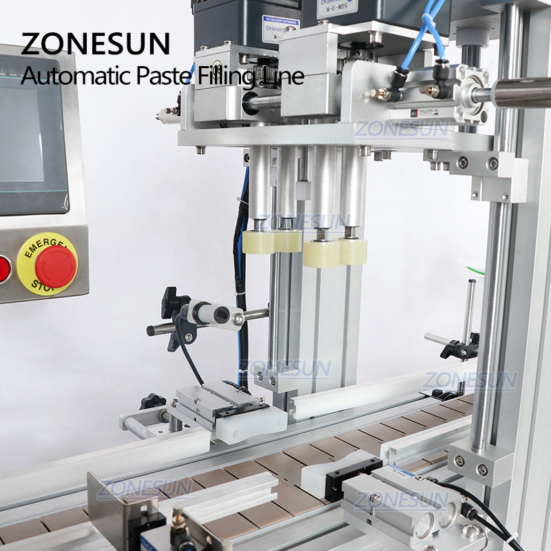 ZONESUN ZS-FAL180R9 Full Automatic 2 Heads Paste Round Bottle Filling Capping Labeling Machine