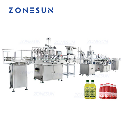 ZONESUN Custom 6 Heads Piston Liquid Filling Capping And Labeling Machine