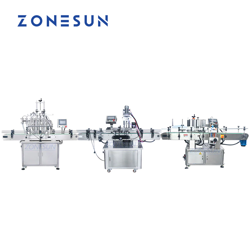 Máquina de llenado, tapado y etiquetado de líquidos con 6 boquillas de botella redonda ZONESUN