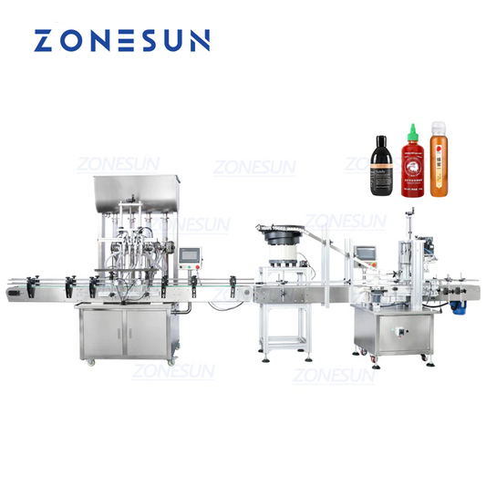 ZONESUN ZS-FAL180A7 Paste Liquid Filling Capping Machine With Vibratory Cap Feeder