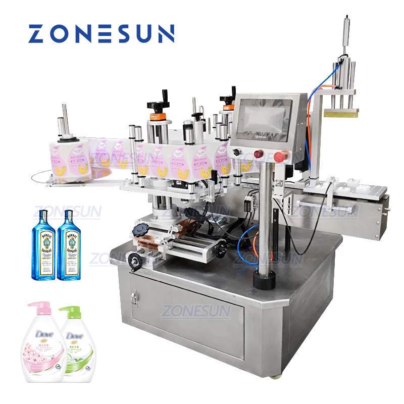 ZONESUN ZS-TB210 Semi Automatic Double Size Flat Bottle Labeling Machine