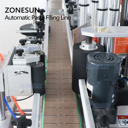 ZONESUN ZS-FAL180R9 Full Automatic 2 Heads Paste Round Bottle Filling Capping Labeling Machine