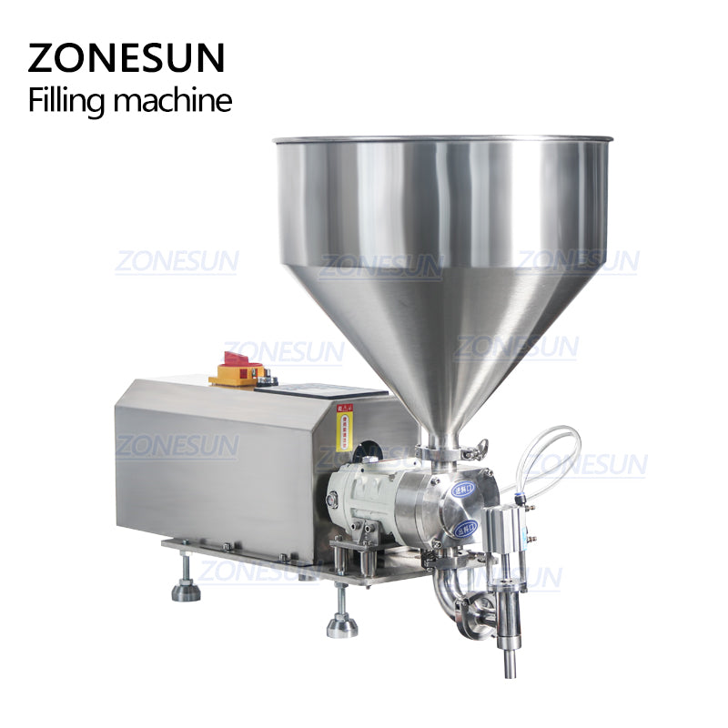 ZONESUN ZS-RPGT900 Rotor Pump Paste Liquid Filling Machine With Mixing Hopper