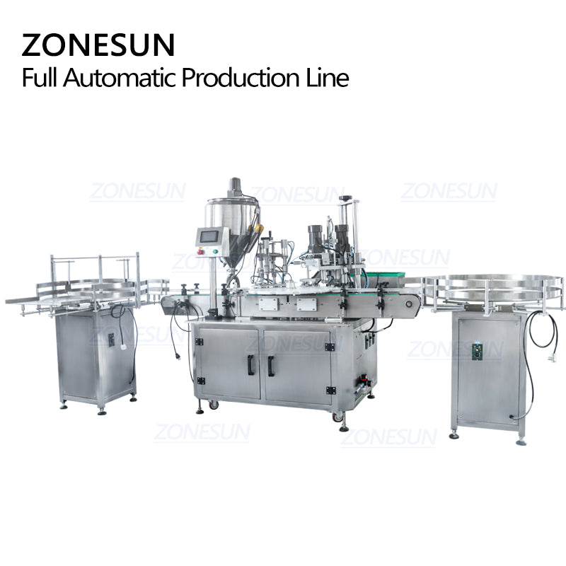 ZONESUN Small Bottle Liquid Filling And Capping Machine With Bottle Unscrambler