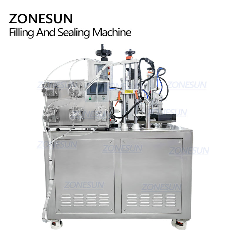 ZONESUN ZS-FS50U 4 Heads Ceramic Pump Sofu Tube Liquid Filling Sealing Machine