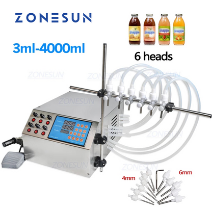 ZONESUN ZS-YTDP6 Electric 6 Nozzles Diaphragm Pump Liquid Filling Machine