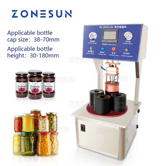 ZONESUN Custom Size 4 Heads Semi-automatic Vacuum Capping Machine