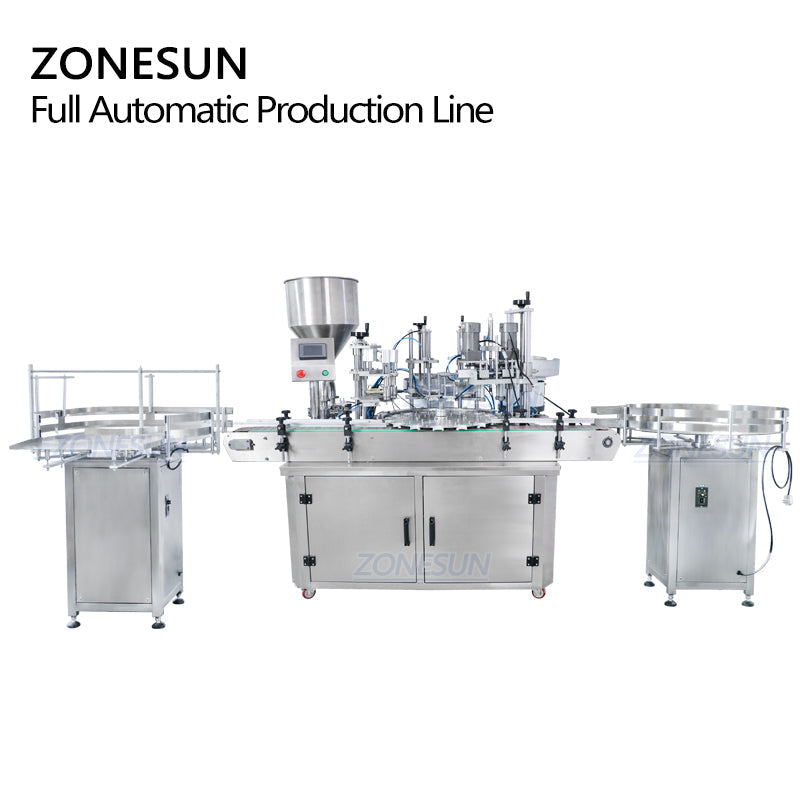 ZONESUN Custom Liquid Paste Filling And Capping Machine With Bottle Unscrambler ZS-FAL180P3