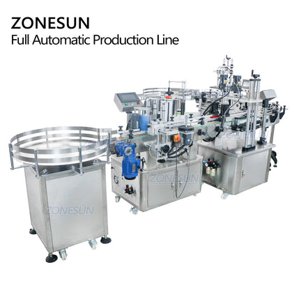 ZONESUN ZS-FAL180R4 Piston Liquid Filling Capping Labeling Machine With U Shape Conveyor Belt