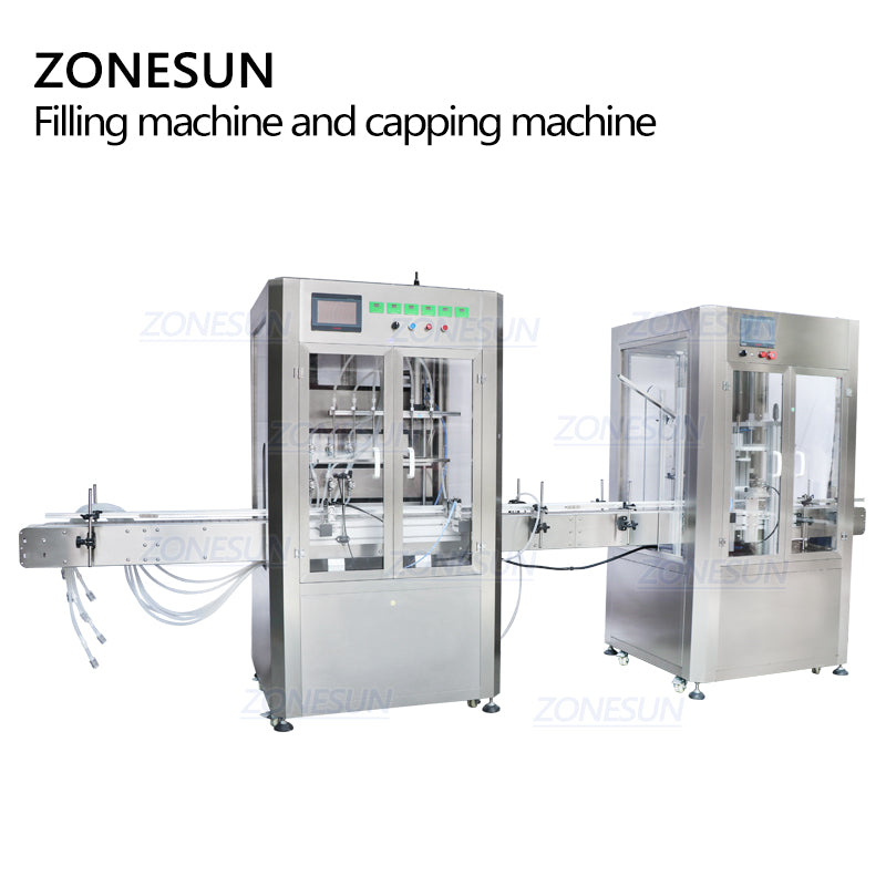 ZONESUN 6 Head Liquid Filling And Cork Pressing Capping Machine With Dust Cover