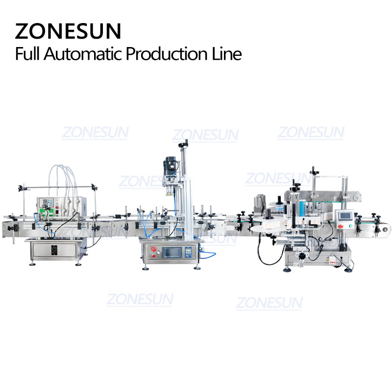 ZONESUN ZS-FAL180C9 Automatic Square Bottle Liquid Filling Capping And Double Sides Labeling Machine