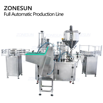 ZONESUN Small Bottle Liquid Filling And Capping Machine With Bottle Unscrambler