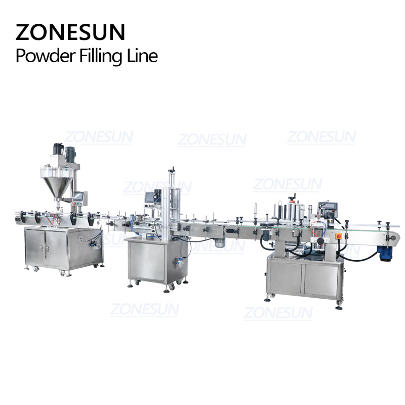 ZONESUN Powder Filling Capping Round And Bottle Labeling Machine