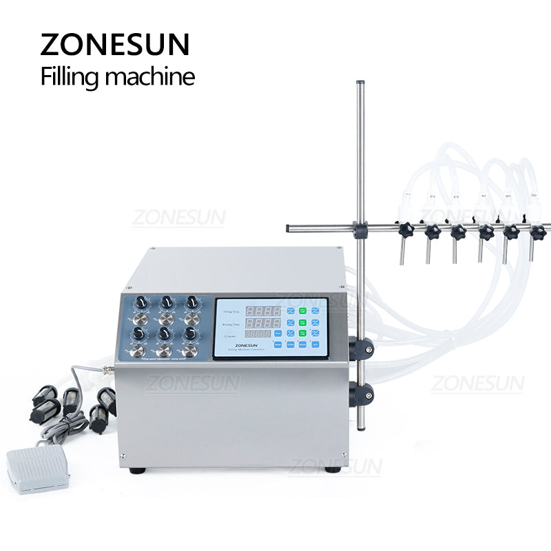 ZONESUN ZS-DPYT6P Máquina de llenado de líquidos con bomba de diafragma semiautomática de 6 boquillas 