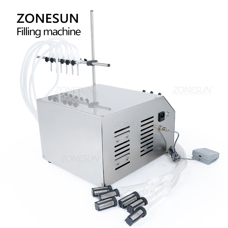 ZONESUN ZS-DPYT6P Máquina de llenado de líquidos con bomba de diafragma semiautomática de 6 boquillas 