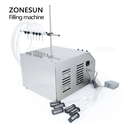 ZONESUN ZS-DPYT6P Máquina de llenado de líquidos con bomba de diafragma semiautomática de 6 boquillas 