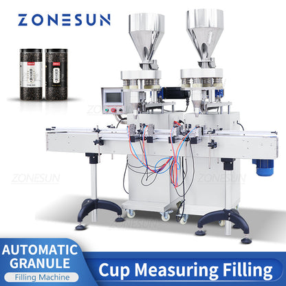 ZONESUN ZS-KL01 Máquina de llenado de polvo cuantitativo de gránulos de 2 boquillas con 2 tolvas 