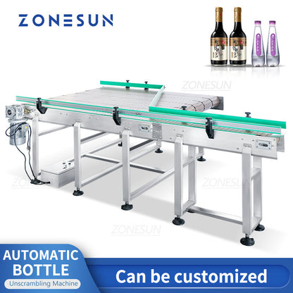 ZONESUN ZS-CB190 Custom Conveyor Belt Bottle Sorting Unscrambler For Production Line