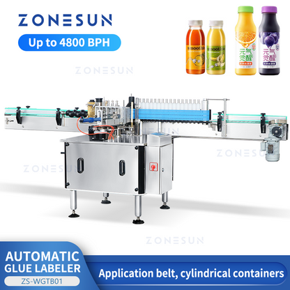 ZONESUN ZS-WGTB01 Automatic Round Bottle Glue Labeling Machine