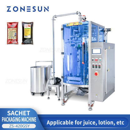 ZONESUN ZS-420GSY Máquina automática de llenado y sellado de pasta con tanque y bomba de alimentación