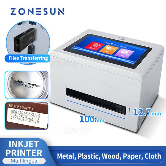 Máquina de codificación de fecha de inyección de tinta de mesa ZONESUN ZS-TIP127 