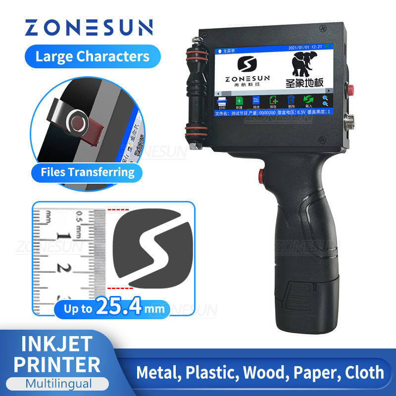 Máquina de impresión de inyección de tinta multilingüe de mano ZONESUN ZS-HIP254 