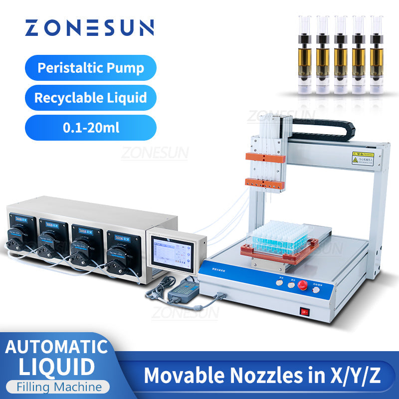 ZONESUN ZS-XYZ4A 4 Nozzles Peristaltic Pump Small-volume Liquid Filling Machine（Best Offer）