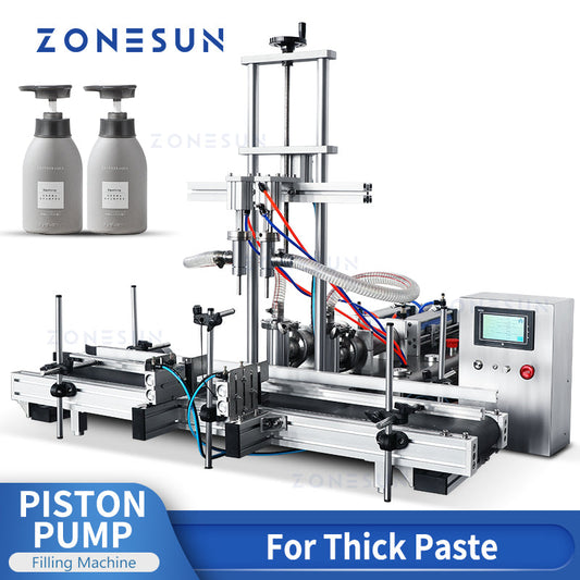 ZONESUN ZS-DTYT2 Automatic Pneumatic Piston 2 Nozzles Viscous Liquid Filling Machine