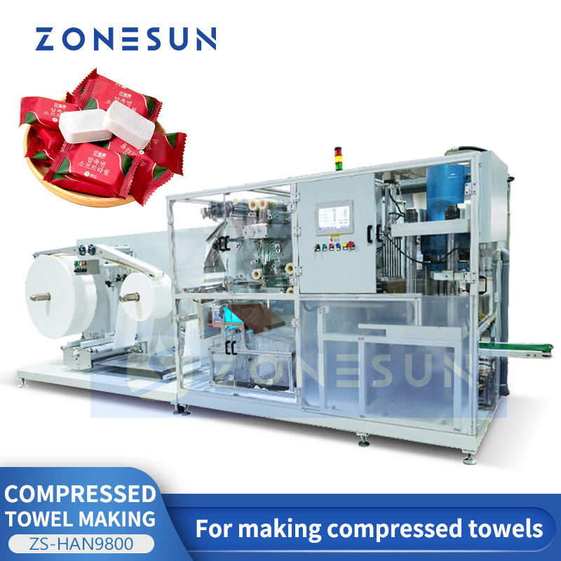 Disposable compressed towel machine