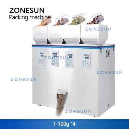 ZONESUN ZS-GWF4 Máquina de pesaje de llenado de gránulos de 4 tolvas 