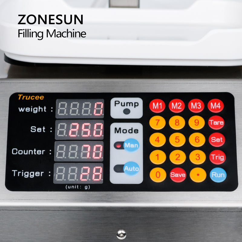 ZONESUN M-1080S Semi Automatic Diaphragm Pump Liquid Weighing Filling Machine