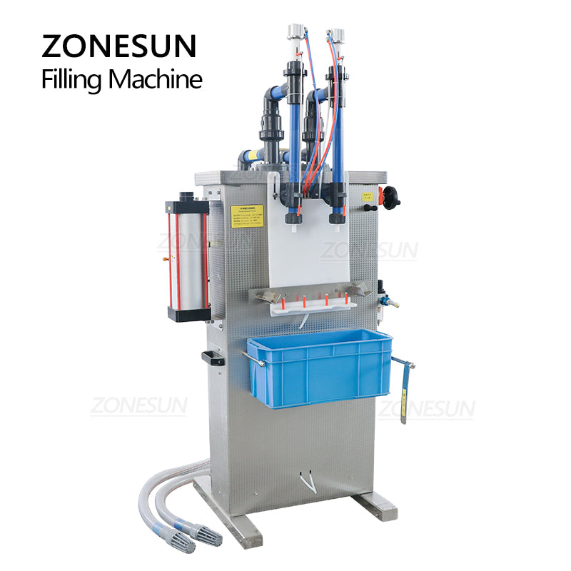 Máquina de llenado de líquidos corrosivos de 2 boquillas semiautomática totalmente neumática ZONESUN 