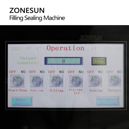 ZONESUN ZS-FS100 Automatic Rotary Paste Filling Cup Sealing Machine