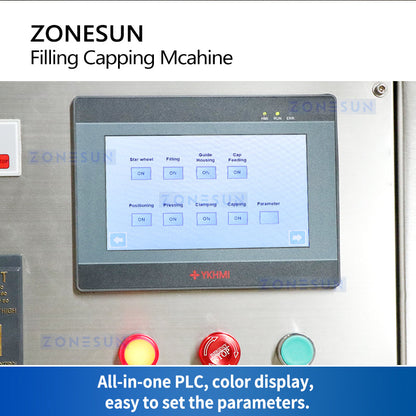 ZONESUN ZS-AFC7A Magnetic Pump Liquid Filling Capping Machine With Cap Feeder