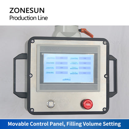 ZONESUN Servo Motor Rotor Pump Paste Filling Screw Capping Round Bottle Labeling Production Line